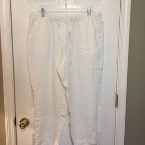 NWT PURE JILL J.JILL SZ XL LINEN CROPPED DRAWSTRING PANTS